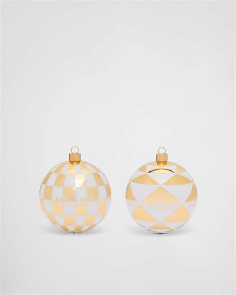 prada glass christmas ornament|White/platinum Glass Christmas Ornament Set .